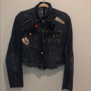 Patched denim jacket